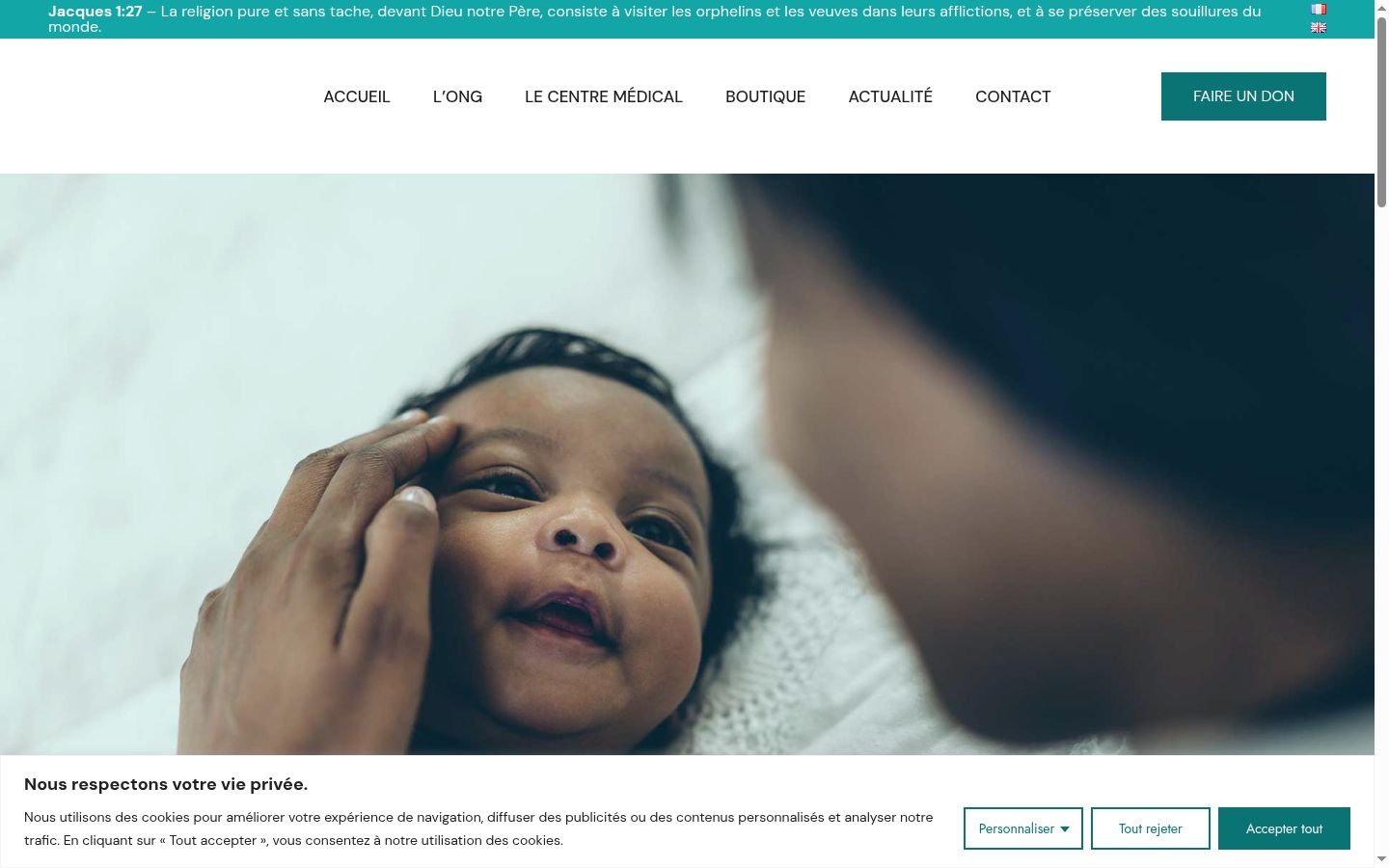 Capture d'écran de la bannière de consentement affichée avant toute interaction