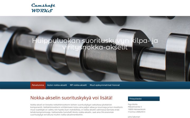 Screenshot of camshaftworks.com