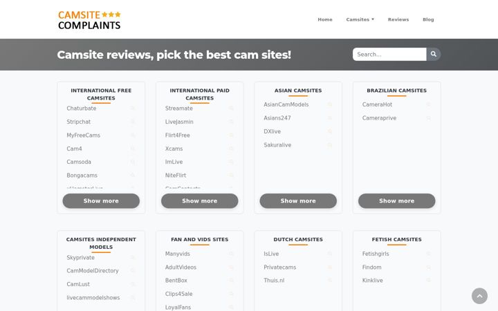 Screenshot of camsitecomplaints.com