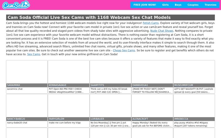 Screenshot of camsodachat.com