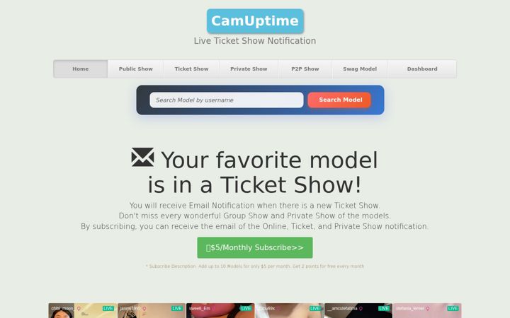 Екранна снимка на camuptime.com