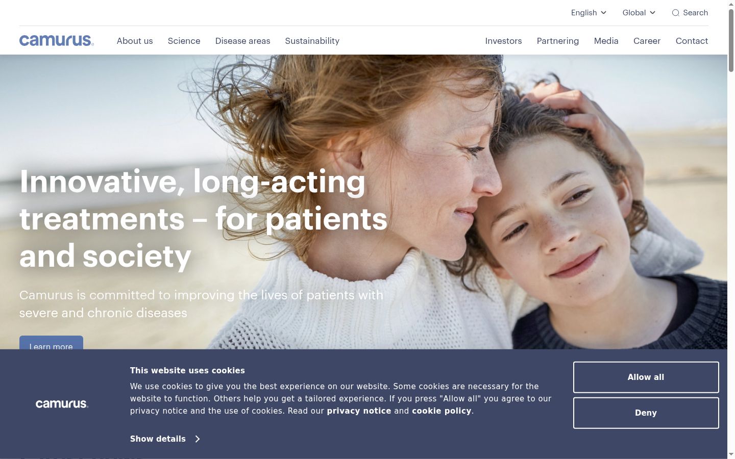 Screenshot of the consent banner shown before any interaction
