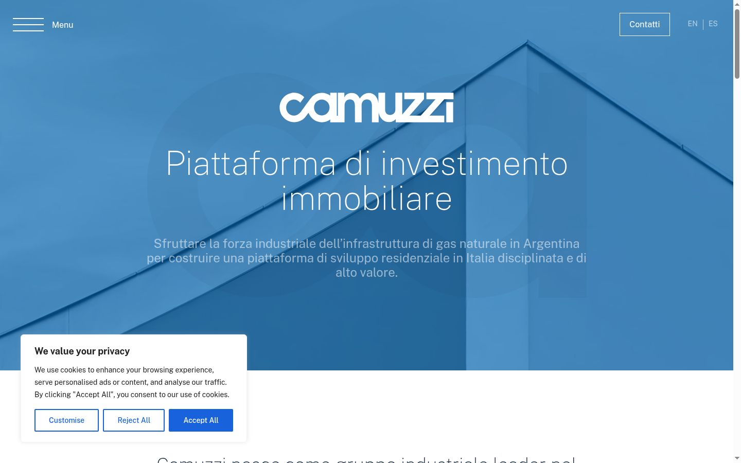 Screenshot del banner di consenso mostrato prima di qualsiasi interazione