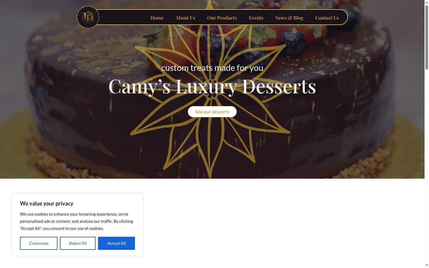 Screenshot of the consent banner shown before any interaction
