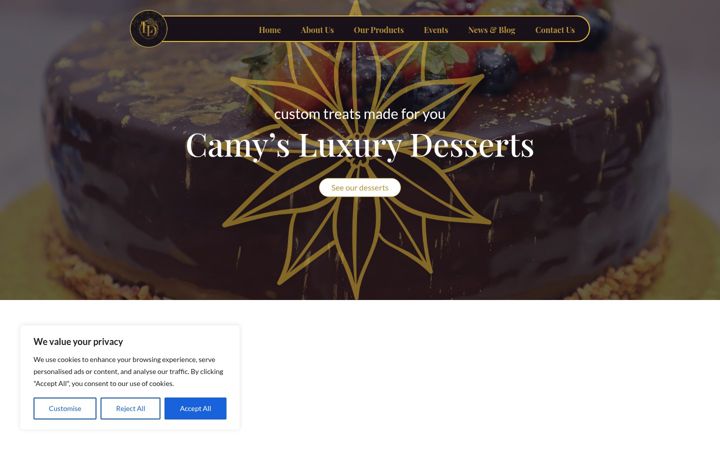 Screenshot of camysluxurydessert.uk.com
