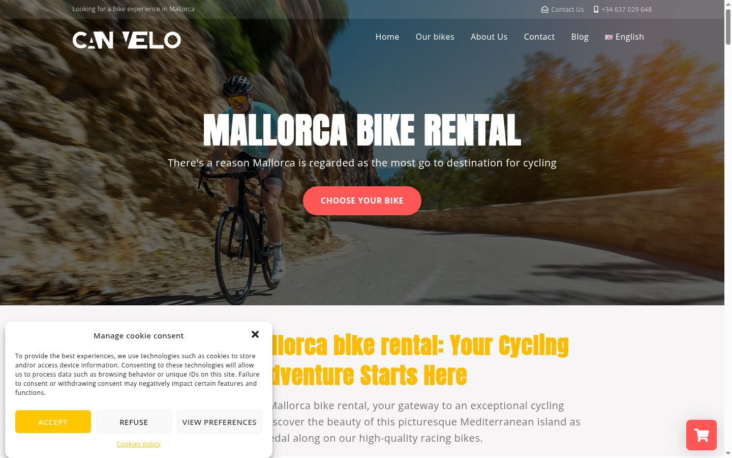 Screenshot del banner di consenso mostrato prima di qualsiasi interazione