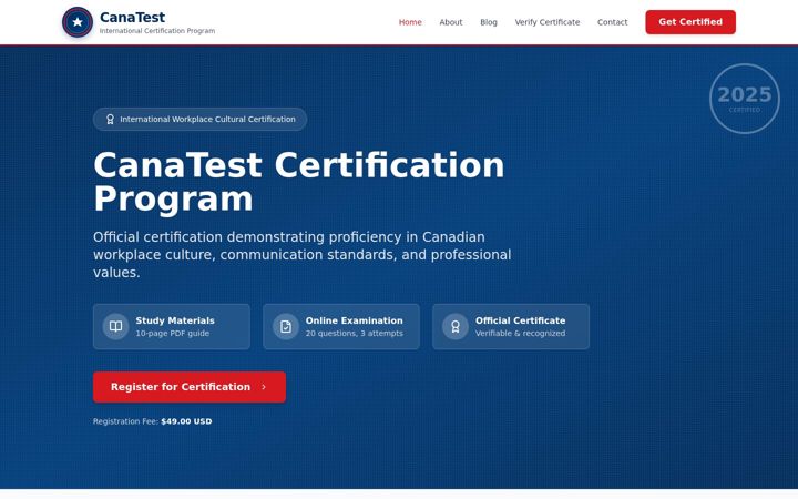 Screenshot of cana-test.com