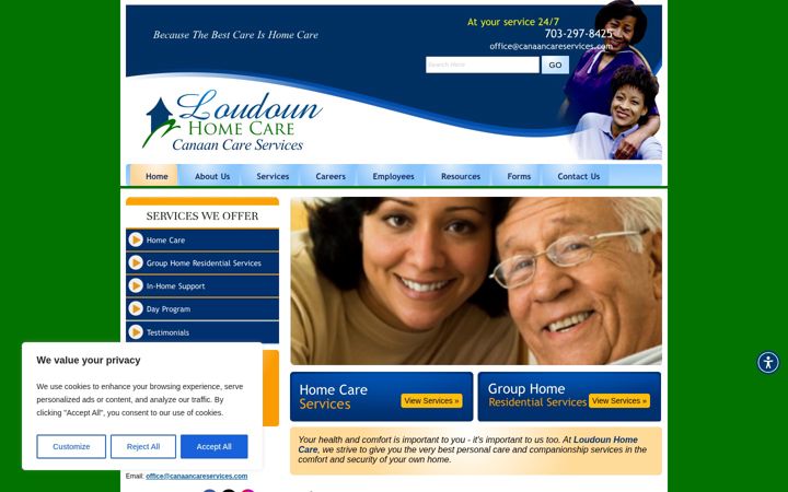 Screenshot of canaancareservices.com