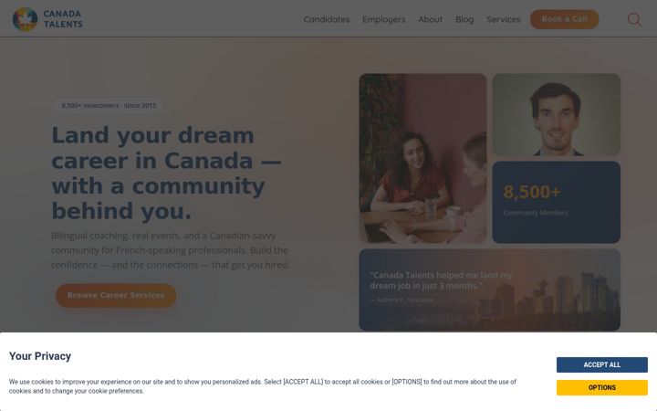Ekrānuzņēmums no canada-talents.ca