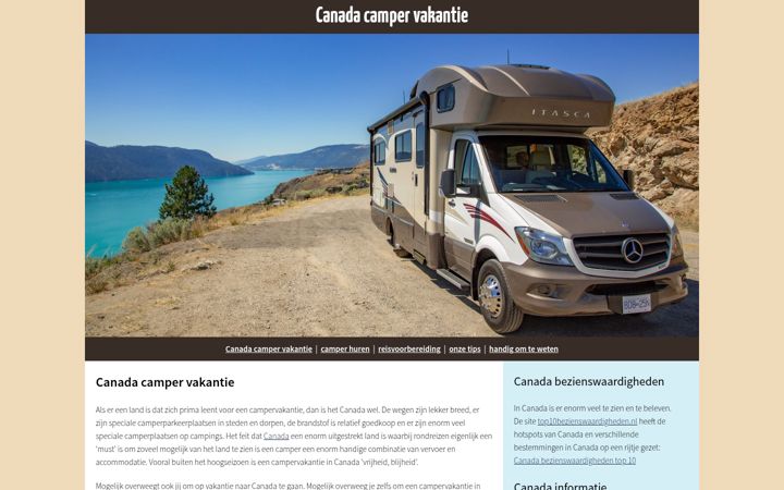 Screenshot of canadacampervakantie.nl