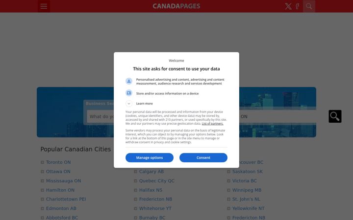 Screenshot of canadapages.com