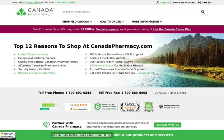 Screenshot of canadapharmacy.com