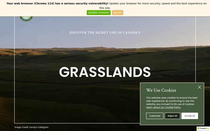 Screenshot of canadasgrasslands.ca