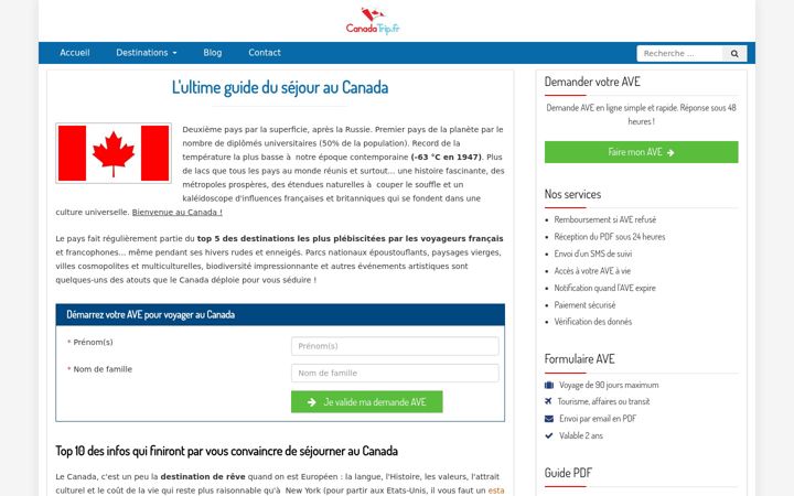 Screenshot of canadatrip.fr