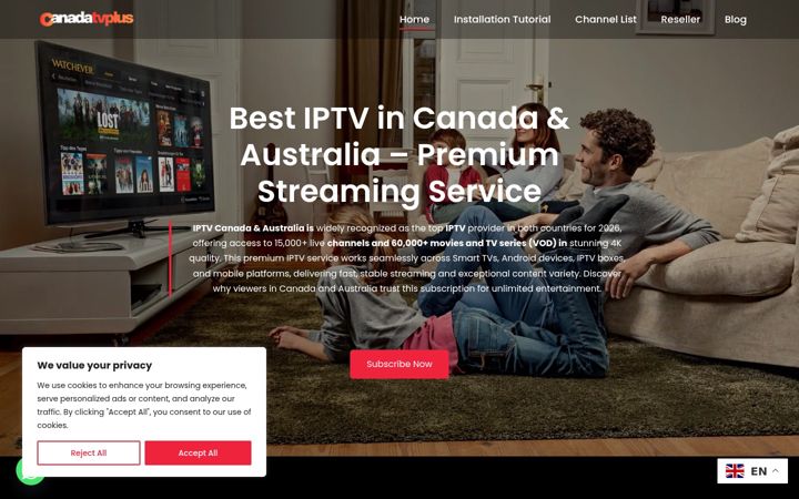 Screenshot of canadatvplus.com