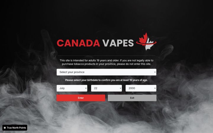 Captura de pantalla de canadavapes.com