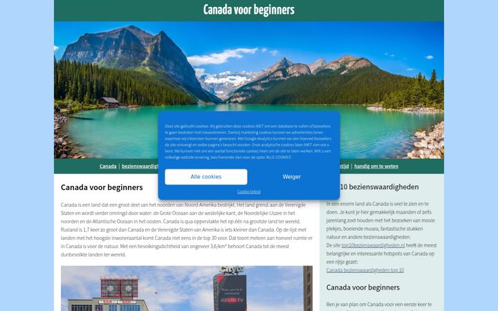 Screenshot of canadavoorbeginners.info
