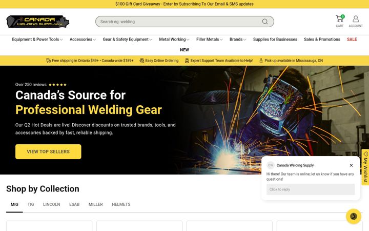 Screenshot of canadaweldingsupply.ca