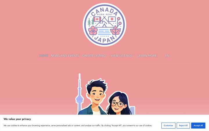 Capture d'écran de canadaworkrentjapan.ca