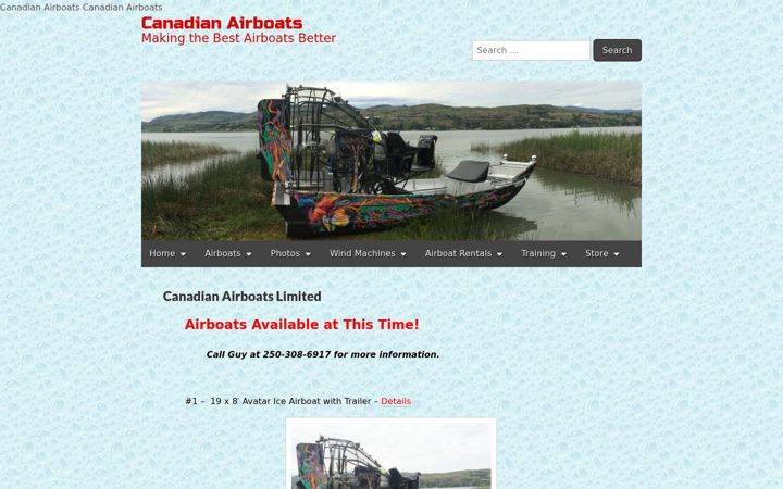 Screenshot of canadianairboats.com