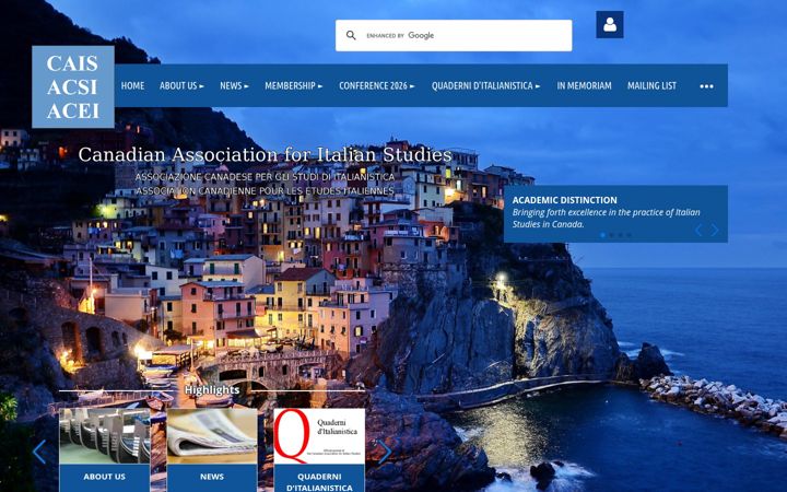 Screenshot of canadianassociationforitalianstudies.org