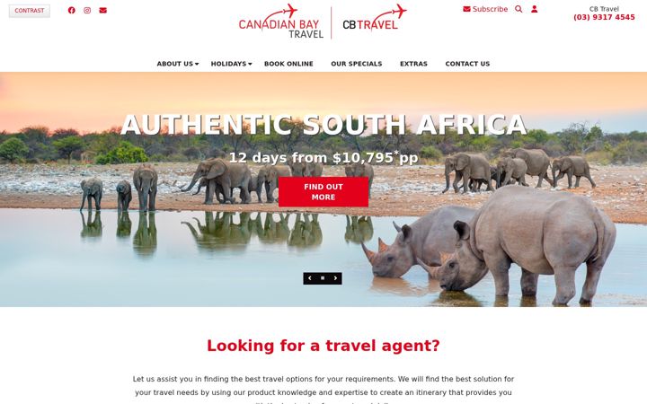 Captură de ecran a canadianbaytravel.com.au