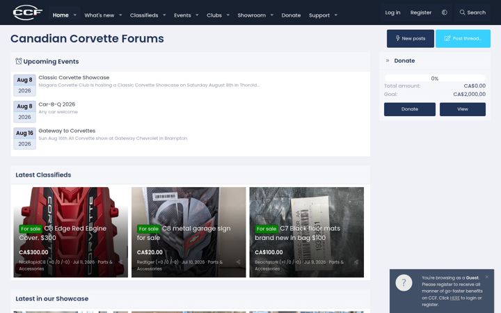 Screenshot of canadiancorvetteforums.com