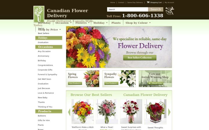 Screenshot of canadianflowerdelivery.com