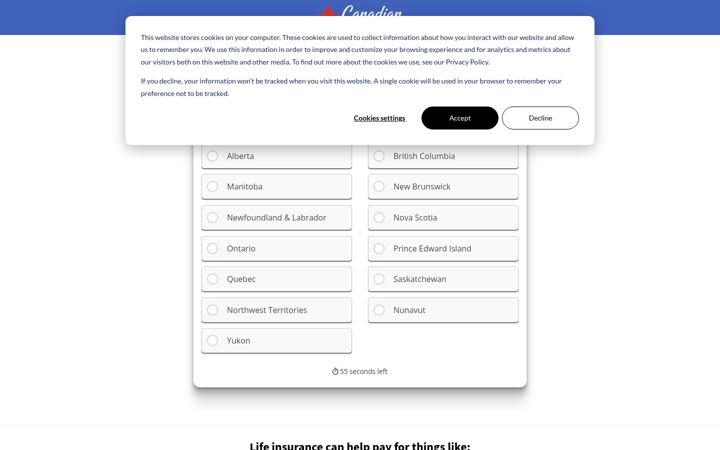 Screenshot of canadianliferates.ca