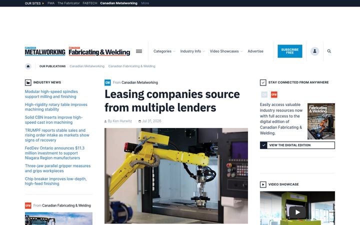 Screenshot of canadianmetalworking.com