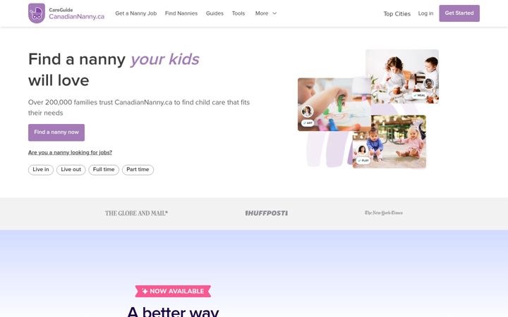 Screenshot of canadiannanny.ca