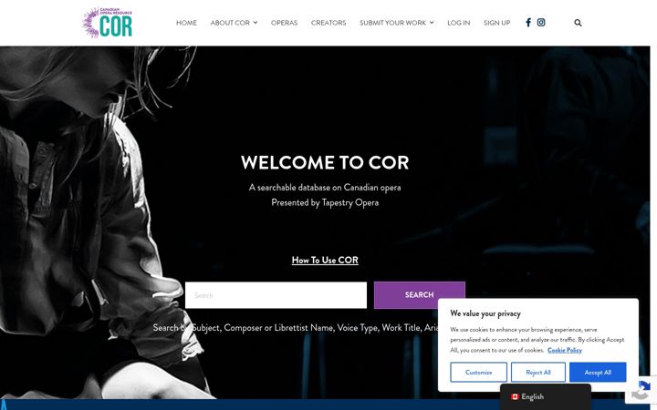 Screenshot of canadianoperaresource.com
