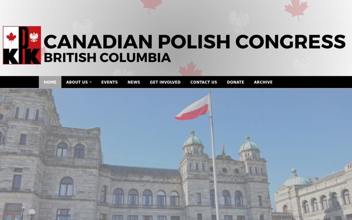 Screenshot of canadianpolishcongressbc.org