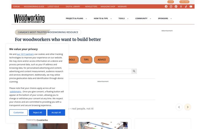 Screenshot von canadianwoodworking.com