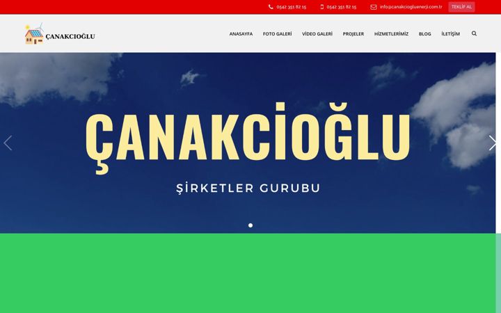 Ekrano kopija canakciogluenerji.com.tr