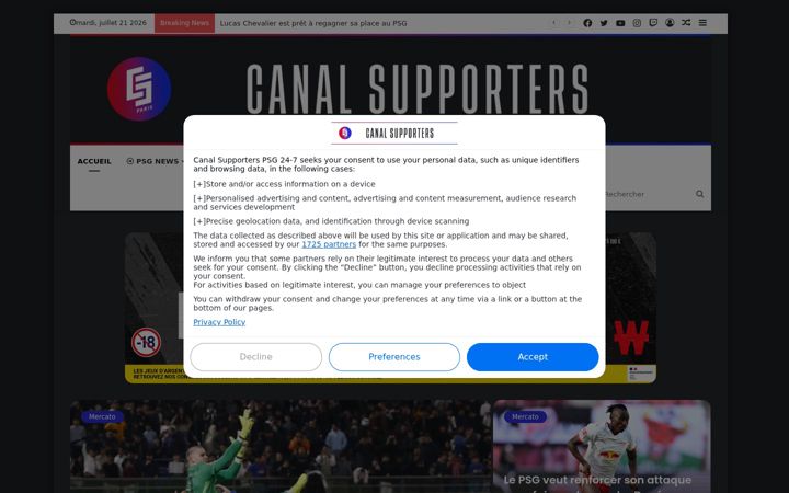 Screenshot of canal-supporters.com