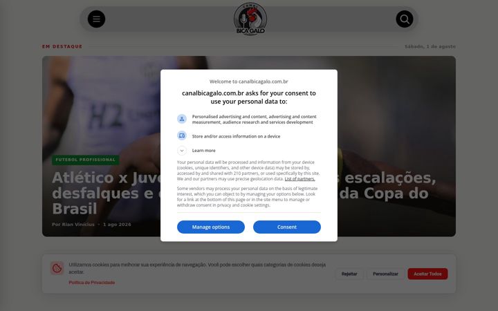 Screenshot of canalbicagalo.com.br