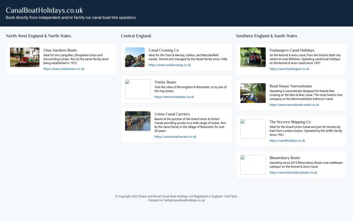 Screenshot of canalboatholidays.co.uk