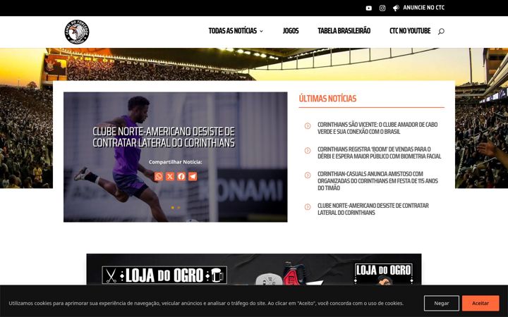 Screenshot of canaldotorcedorcorinthiano.com.br