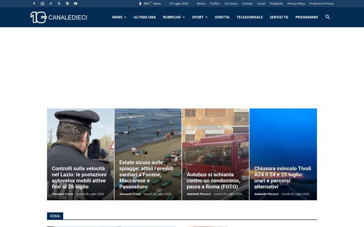 Screenshot of canaledieci.it