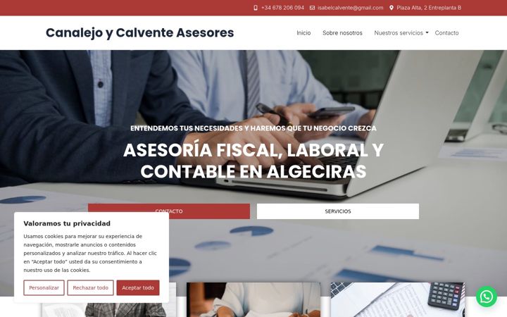 Screenshot of canalejoycalventeasesores.com