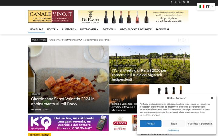 Screenshot of canalevino.it