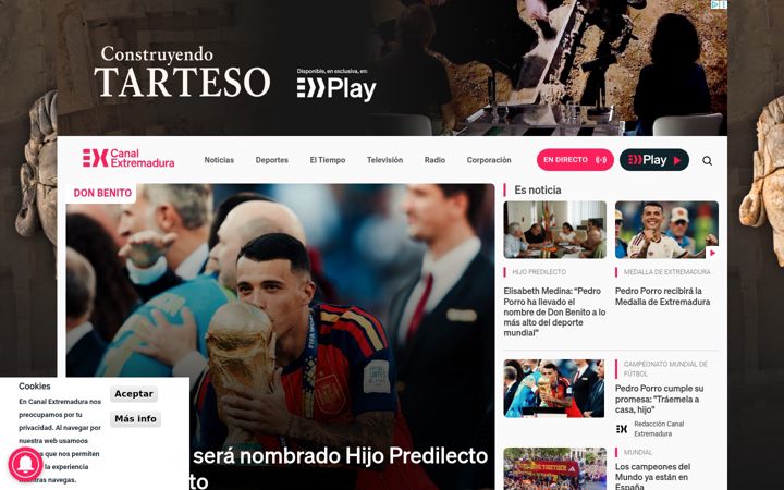 Screenshot ta' canalextremadura.es