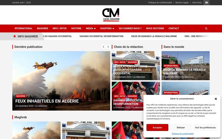 Screenshot of canalmaghreb.fr