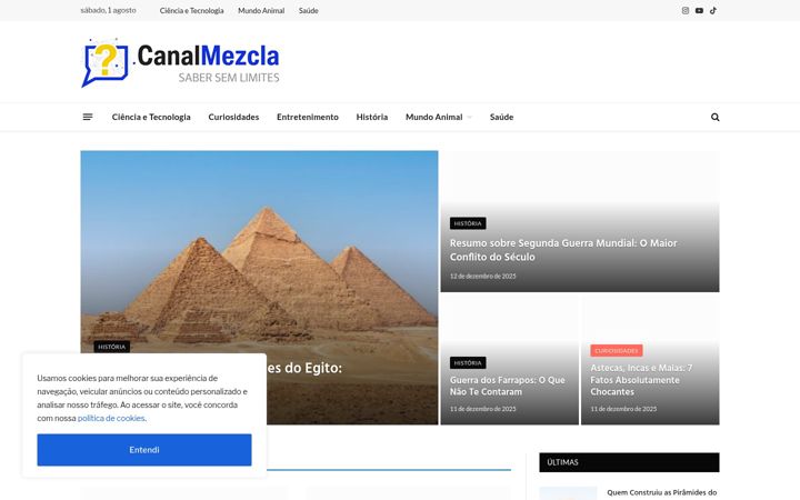 Screenshot stránky canalmezcla.com.br