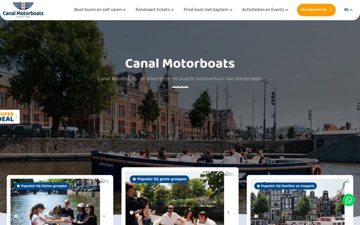 Screenshot of canalmotorboats.com