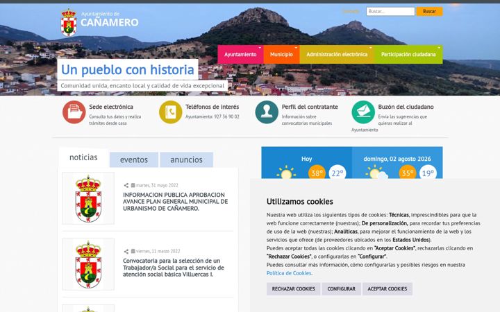 Screenshot of canamero.es