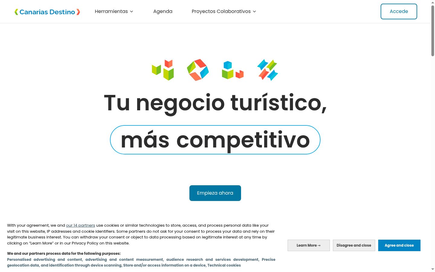 Screenshot of the consent banner shown before any interaction