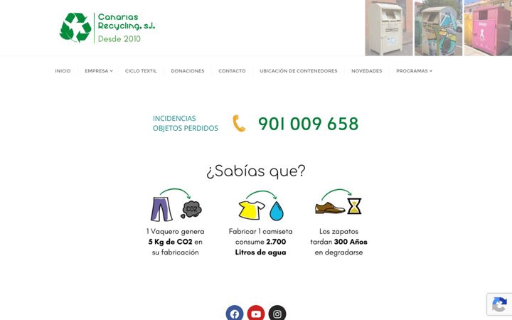 Screenshot of canariasrecycling.com