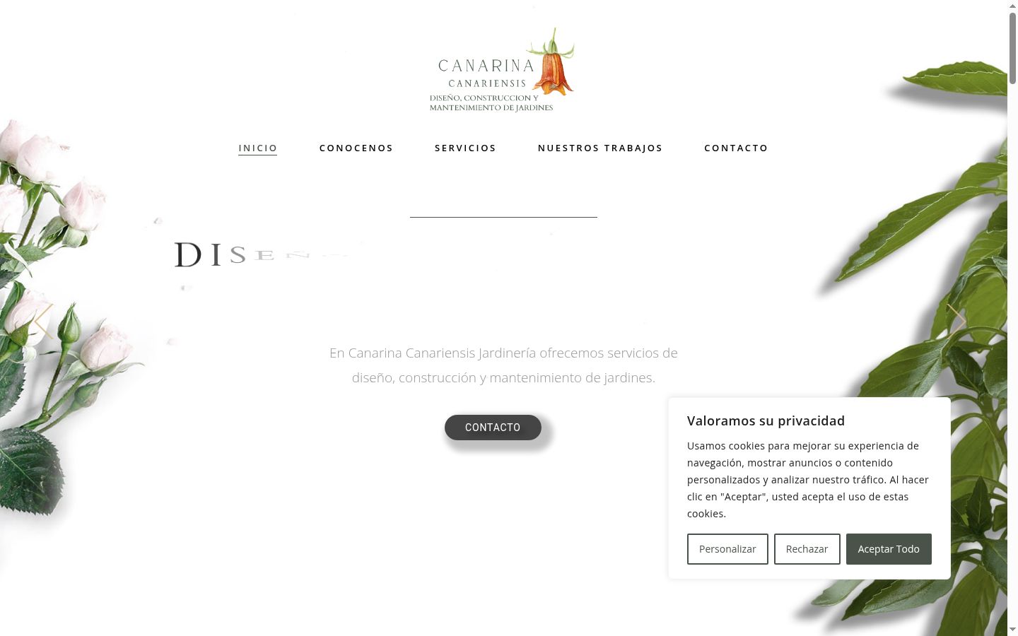 Captura de ecrã do banner de consentimento apresentado antes de qualquer interação